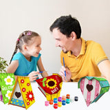 Wood Birds Nest Box DIY Nest Box Bird House Kit Painting Bird House Art Craft for Children
