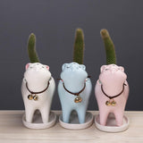 Kitten Ceramic Succulent Pots with Drain Hole Mini Pots for Plants Cactus Plants Containers for Home and Office Decoration
