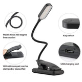 9 LEDs Clip On Book Light USB Rechargeable Reading Light with 3 Adjustable Brightness Levels Long Lasting Lightweight Light