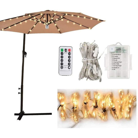 Outdoor Patio Umbrella Light Strings LED Umbrella Lamp with Remote Control and 10 Cable Tie Umbrella Pole Light Garden Decor In Australia - Darrahopens