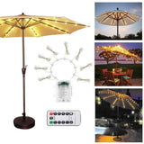 Outdoor Patio Umbrella Light Strings LED Umbrella Lamp with Remote Control and 10 Cable Tie Umbrella Pole Light Garden Decor In Australia - Darrahopens