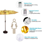 Outdoor Patio Umbrella Light Strings LED Umbrella Lamp with Remote Control and 10 Cable Tie Umbrella Pole Light Garden Decor