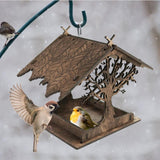Wooden Bird Feeder Hanging Seed Container Tray for Wild Birds Home Garden Yard Tree Decoration