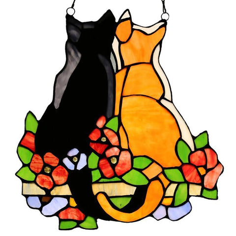 Stained Glass Cats Window Panel Stained Suncatcher Hanging Ornaments Home Decoration In Australia - Darrahopens