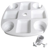 Outdoor Beach Umbrella Table with 4 Cup Holders and 4 Snack Compartments Plastic Tray for Garden Beach Patio Umbrellas In Australia - Darrahopens