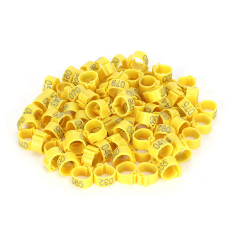 100Pcs Bird Foot Rings Bands 10mm 001-100 Numbered Pigeons Identify Clip Poultry SupplyYellow In Australia - Darrahopens
