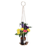 Planter Holder Flowerpot Hanging Rack Hanger with PU Leather Base Cotton Rope for GardeningYellow 10cm