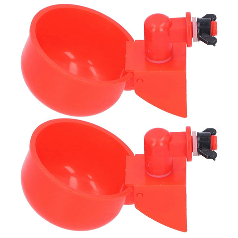 2pcs Automatic Chicken Water Cup Red Plastic Drinking Bowl for Poultry Pigeon Bird In Australia - Darrahopens