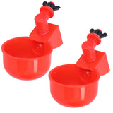 2pcs Automatic Chicken Water Cup Red Plastic Drinking Bowl for Poultry Pigeon Bird In Australia - Darrahopens