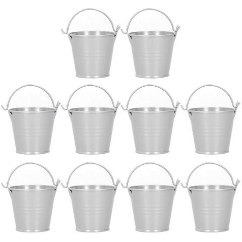 10PCS Flower Pot Mini Succulent Plant Pot Small Metal Bucket for Indoor Outdoor DecorSilver 4x5.5x6cm In Australia - Darrahopens