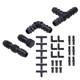 24Pcs/Set Drip Irrigation Fitting Kit 1/2 Tubing Barbed Connectors for Garden Greenhouse