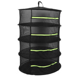 4-Layer Herb Drying Rack with Zippers Foldable Hanging Medicine Dry Mesh Net Black 60cm In Australia - Darrahopens