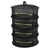 4-Layer Herb Drying Rack with Zippers Foldable Hanging Medicine Dry Mesh Net Black 60cm