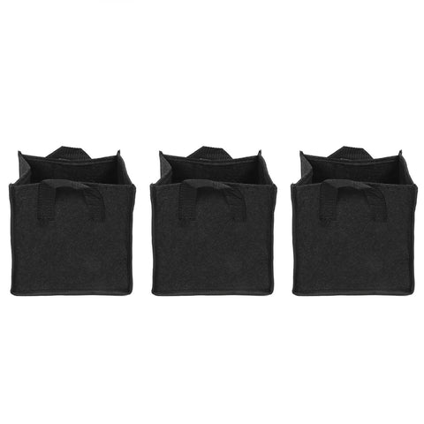 3Pcs Plant Growing Bag with Handles Black Square Felt Garden Vegetable Grow Container19.5x19.5x20cm In Australia - Darrahopens