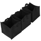 3Pcs Plant Growing Bag with Handles Black Square Felt Garden Vegetable Grow Container19.5x19.5x20cm