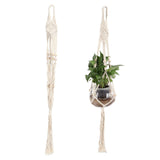 Cotton Rhombus Rope Pattern Plant Hanger with 12 Beads Hanging Flower Pot Holder for Home Decor
