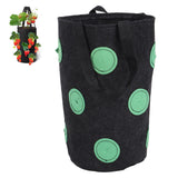12 Holes Strawberry Planter Bag with Handles Portable Felt Plant Growing Bag for GardenBlack 20x35cm