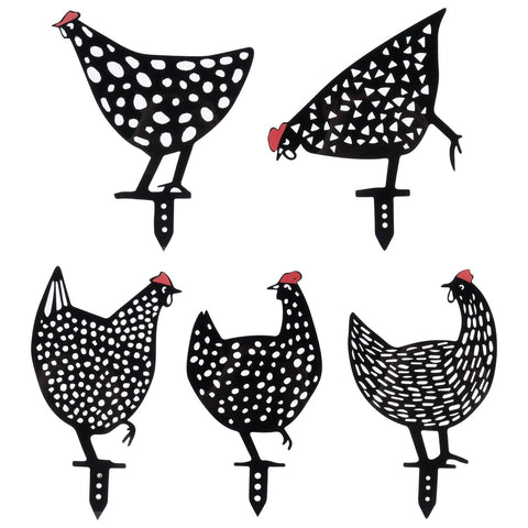 5Pcs Chicken Stakes Set Acrylic Animal Shape Statues Decoration for Garden Yard Black In Australia - Darrahopens