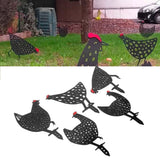 5Pcs Chicken Stakes Set Acrylic Animal Shape Statues Decoration for Garden Yard Black