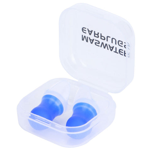 2Pcs Ear Plugs Waterproof Noise Reduction Silicone Protective Earplug for Swimming Flying(Blue L+Box ) In Australia - Darrahopens