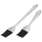 2Pcs/Set Stainless Steel Oil Brush with Food Grade Silicone Barbecue Baking Oil Brush for Home