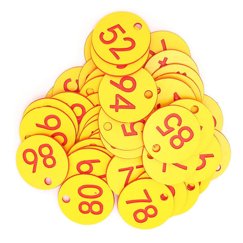 50Pcs Beehive Tag ABS Round Numbered Sign Labels with Hole Livestock Accessory Red Yellow In Australia - Darrahopens