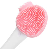 Handheld Silicone Face Cleaning Brush Mask DIY Mixing Stick Makeup Cleansing BrushPink and White Single Head