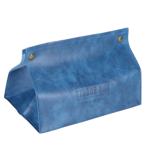 PU Leather Originality Tissue Box Desktop Tissue Organizer for Bedroom Living RoomBlue In Australia - Darrahopens