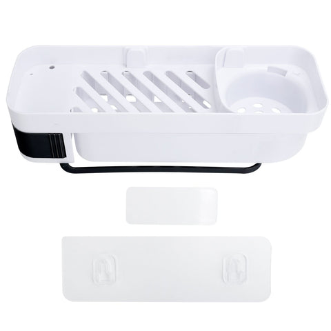 No Drilling Corner Shower Shelf Wall Mounted Bathroom Storage Rack with Towel Hook(White Black ) In Australia - Darrahopens