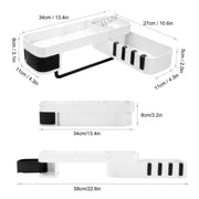 No Drilling Corner Shower Shelf Wall Mounted Bathroom Storage Rack with Towel Hook(White Black )