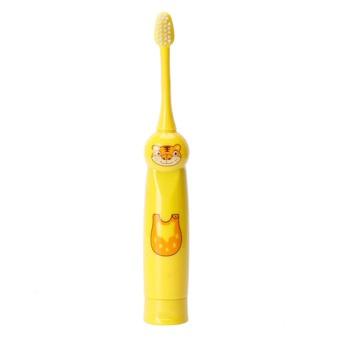 Children Electric Toothbrush Cartoon Pattern Waterproof Teeth Cleaning Brush Gift for KidsYellow In Australia - Darrahopens