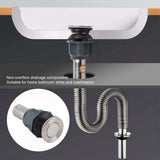 No Glue Stainless Steel Basin Drain Sink Drain Stopper NonOverflow Bathroom Hardware