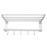 40cm Shower Shelf Foldable Aluminum Bathroom Towel Coat Rack with 5 Hooks Silver In Australia - Darrahopens