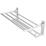 40cm Shower Shelf Foldable Aluminum Bathroom Towel Coat Rack with 5 Hooks Silver In Australia - Darrahopens