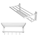 40cm Shower Shelf Foldable Aluminum Bathroom Towel Coat Rack with 5 Hooks Silver