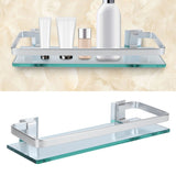 Space Aluminum Shelf Tempered Thickened Glass Bathroom Toilet Glass Storage Organizer Rack