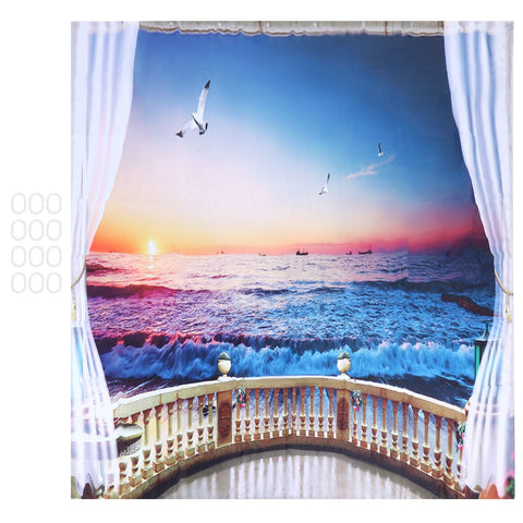 Waterproof Shower Bath Curtain Free Punch with Hooks for Home Bathroom Decoration150x180 cm In Australia - Darrahopens