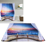 Waterproof Shower Bath Curtain Free Punch with Hooks for Home Bathroom Decoration180x180 cm
