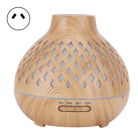 400ml Light Wood Grain Air Diffuser Electric Aroma Humidifier with Ambient Night Lamp 100‑240VAU Plug In Australia - Darrahopens