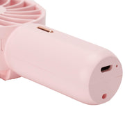 Portable Handheld Fan USB Rechargeable Enhanced Wind Small Fan for Travel Office StudyPink
