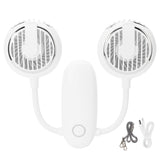 Dual‑Head USB Fan 360° Rotating Portable Neck‑Hanging Electric Fan for Outdoor TravelWhite In Australia - Darrahopens