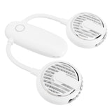Dual‑Head USB Fan 360° Rotating Portable Neck‑Hanging Electric Fan for Outdoor TravelWhite In Australia - Darrahopens