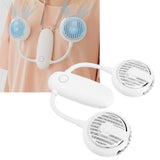 Dual‑Head USB Fan 360° Rotating Portable Neck‑Hanging Electric Fan for Outdoor TravelWhite
