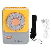 3‑Gear Adjustable Electric Fan Portable Handheld Hanging Neck Fan USB Charging for OutdoorsYellow In Australia - Darrahopens