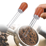 Stainless Steel Needle Type Coffee Powder Distributor Wood Handle Coffee Distribution Tool