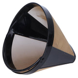 Stainless Steel Coffee Filter Coffee Machine Reusable Cone Coffee Filter Strainer Gold