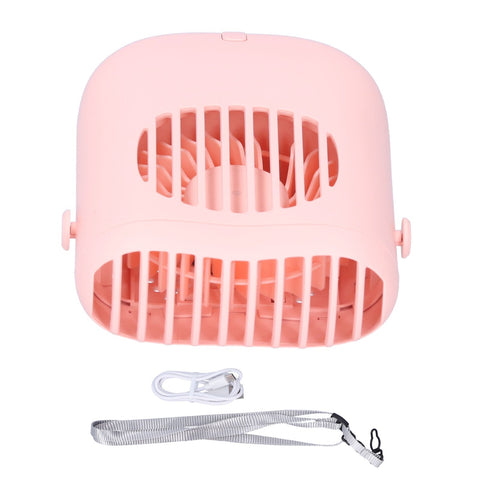 Hand-Held Mini Fan USB Charging Waist Hanging Fan for Home Office Traveling Pink