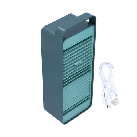 Double Fan Blade Rotating Fan USB Charging Desktop Electric Fan for Office Home DormitoryGreen In Australia - Darrahopens