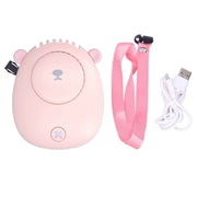 Electric Fan Hanging Neck Portable Mini Fan with 3‑Gear Wind Speed USB Charging for SummerPink In Australia - Darrahopens