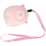 Electric Fan Hanging Neck Portable Mini Fan with 3‑Gear Wind Speed USB Charging for SummerPink